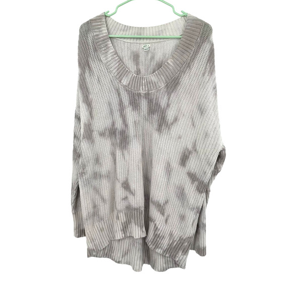 Aerie size Small oversized pullover style sweater v neck gray white marbled - Picture 1 of 6